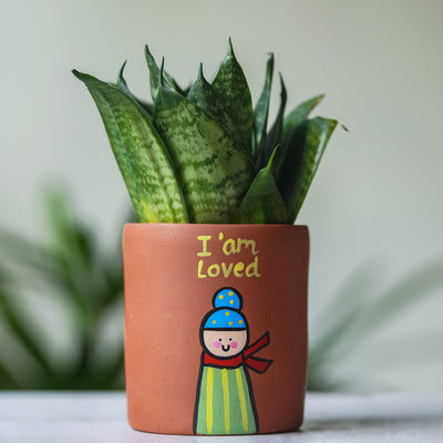 Handpainted Clay Planter With Affirmation