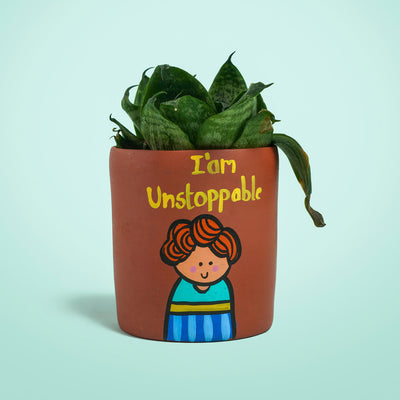 Handpainted Clay Planter With Affirmation