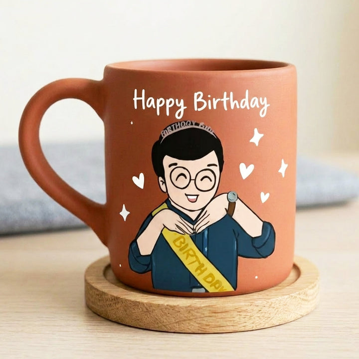 Photo Personalized Hand-Painted Pretty Boy Terracotta Mug