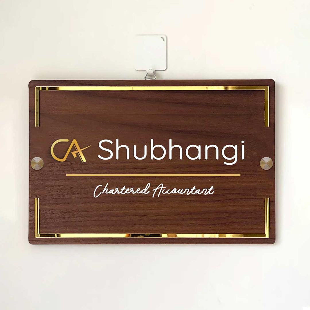 Personalised Wooden Name Plate For Chartered Accountant