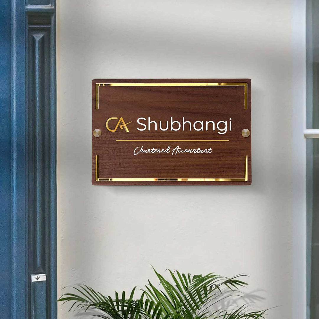 Personalised Wooden Name Plate For Chartered Accountant