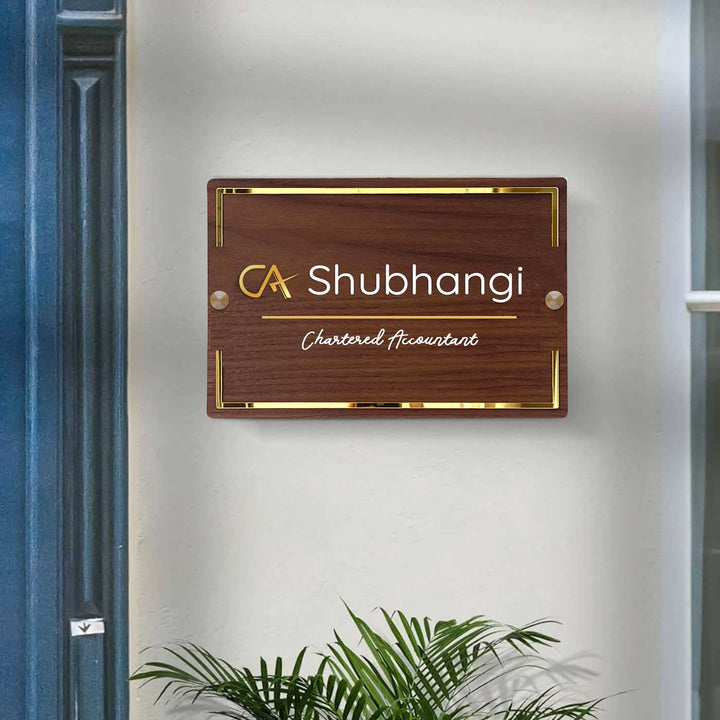 Personalised Wooden Name Plate For Chartered Accountant