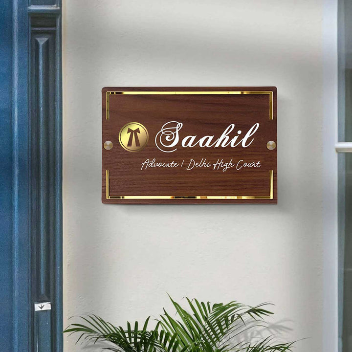 Personalised Wooden Name Plate For Advocate