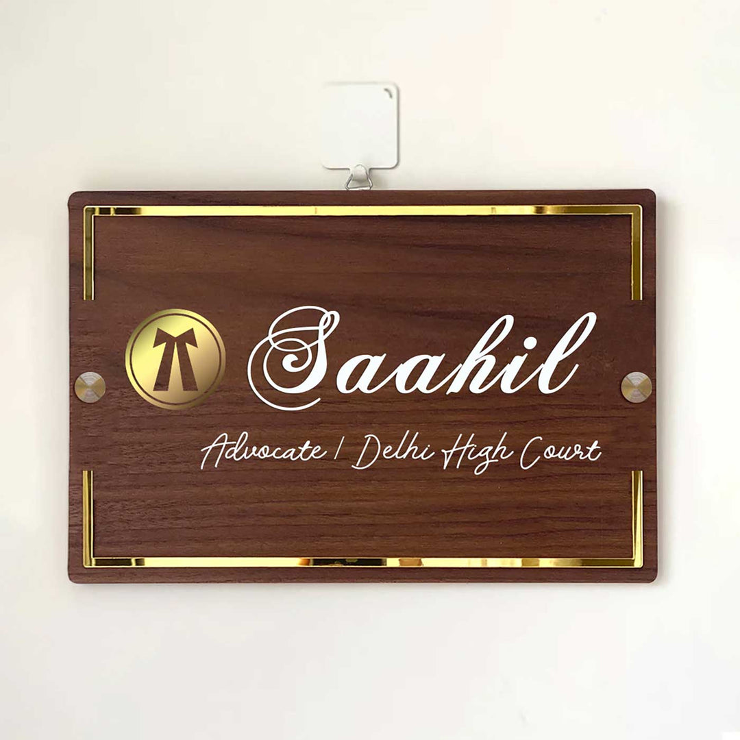 Personalised Wooden Name Plate For Advocate