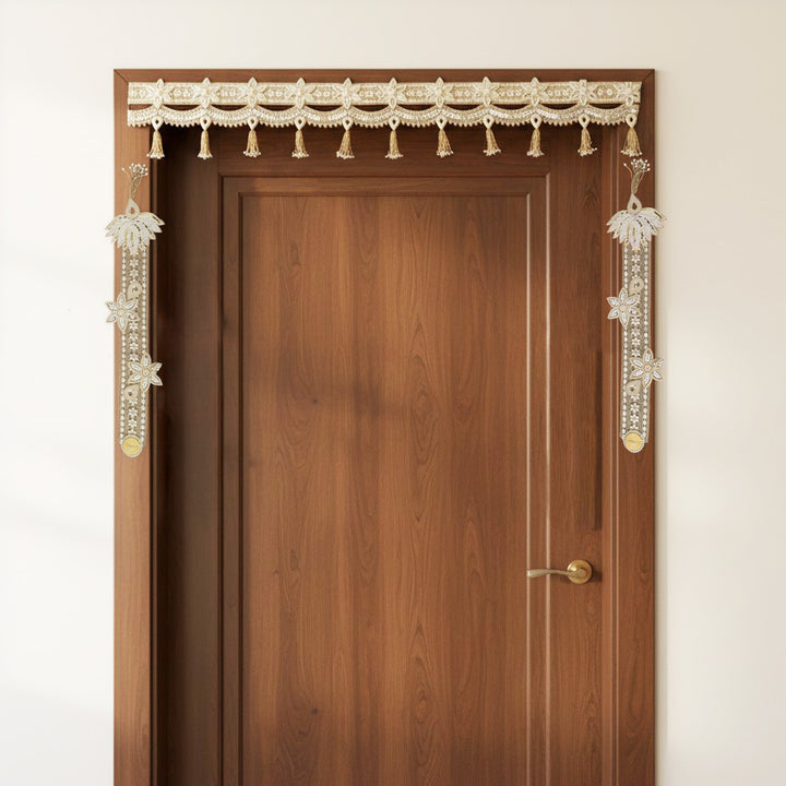 Floral Mirror & Pearl Handmade Jute Toran