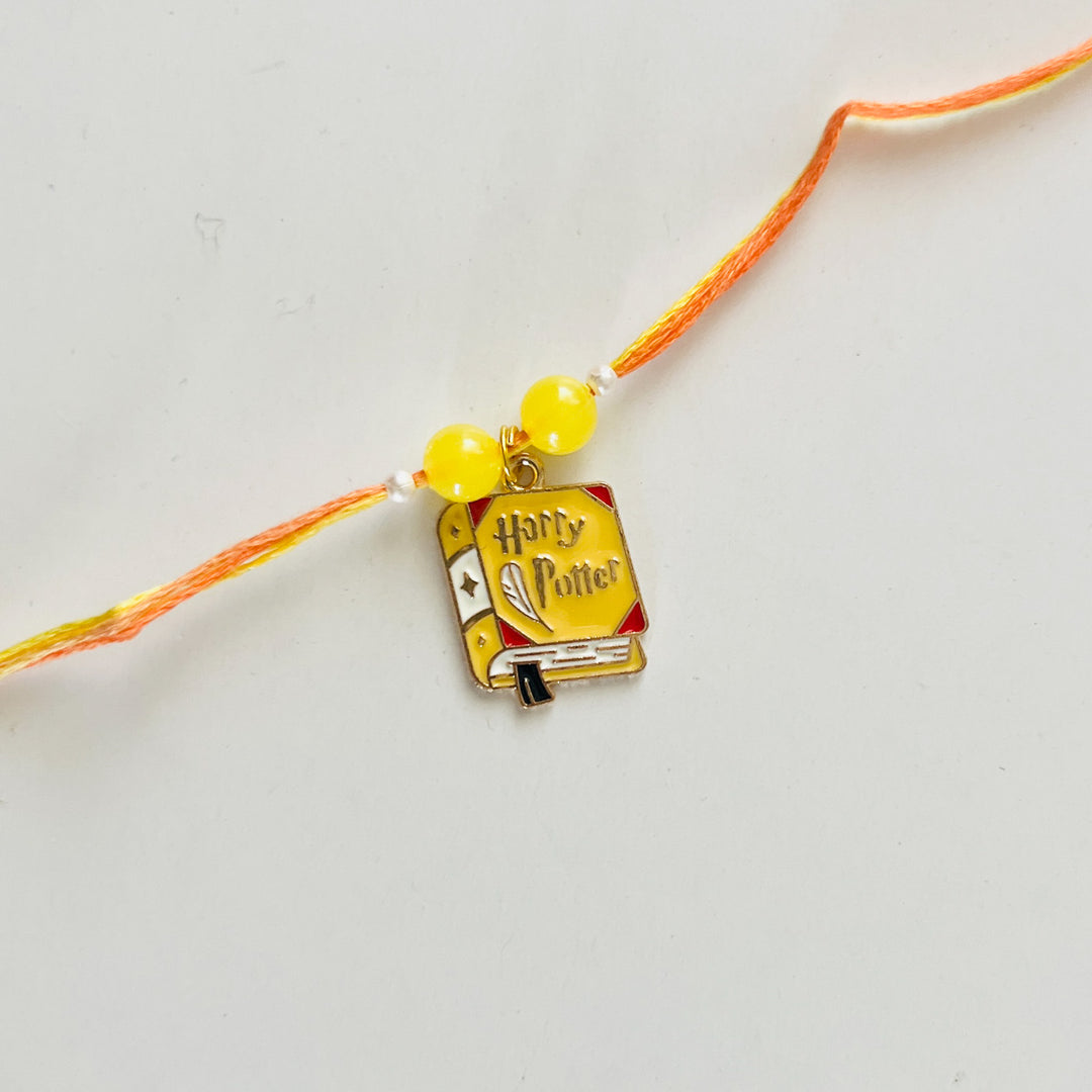 Engraved Harry Potter Enamel Metal Charm Rakhi With Roli Chawal for Brother
