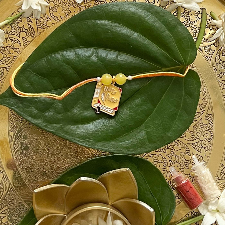 Engraved Harry Potter Enamel Metal Charm Rakhi With Roli Chawal for Brother