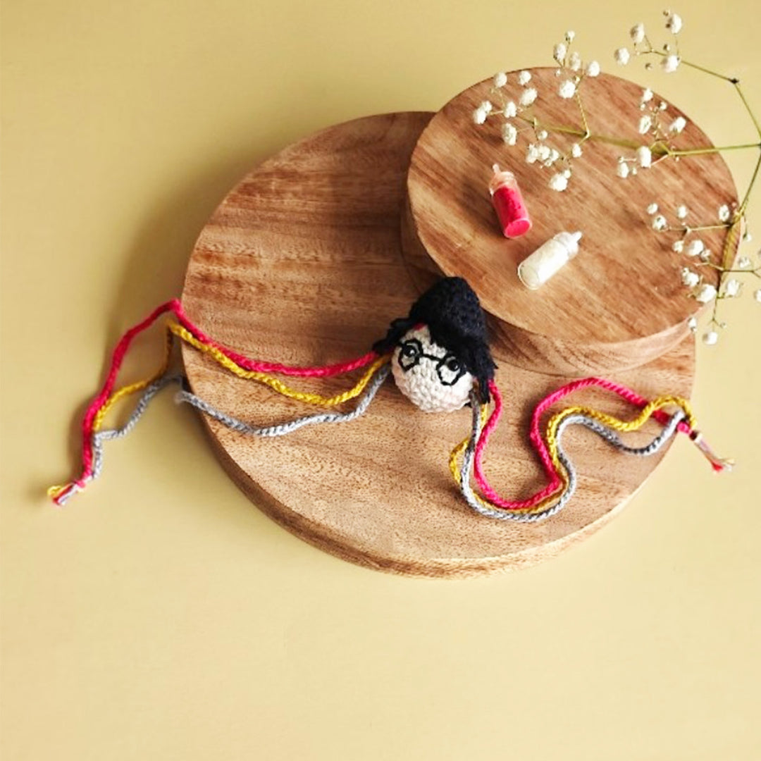 Handmade Crochet Harry Potter Rakhi For Boys With Roli Chawal
