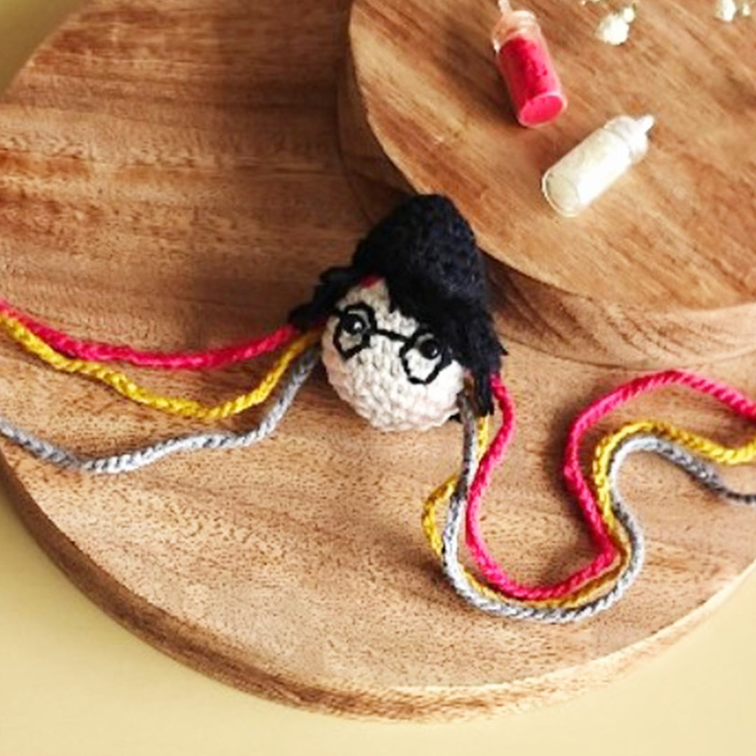 Handmade Crochet Harry Potter Rakhi For Boys With Roli Chawal