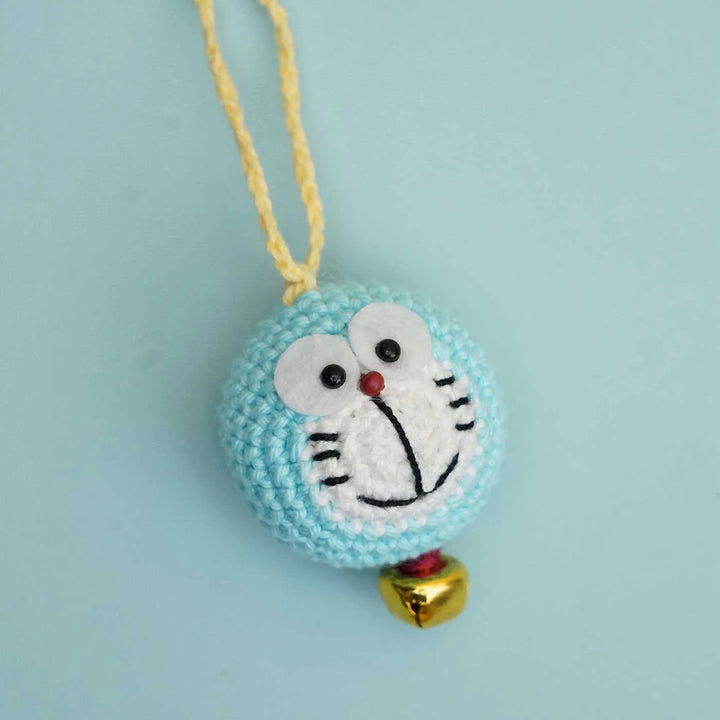 Handmade Crochet Doraemon Kids Rakhi With Roli Chawal For Twins | Set of 2