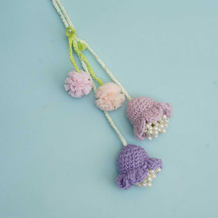 Handmade Crochet Forever Flowers Kids Rakhi With Roli Chawal