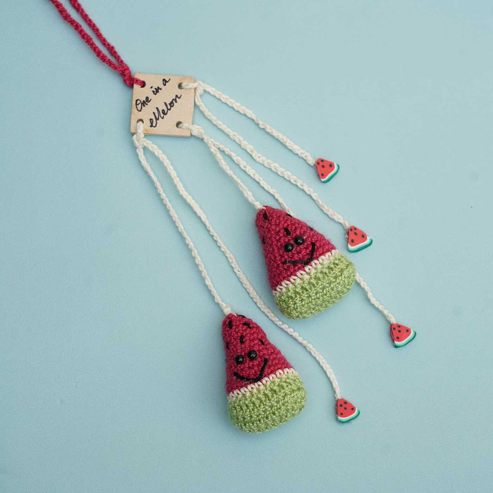 Handmade Crochet One in a Melon Kids Rakhi With Roli Chawal