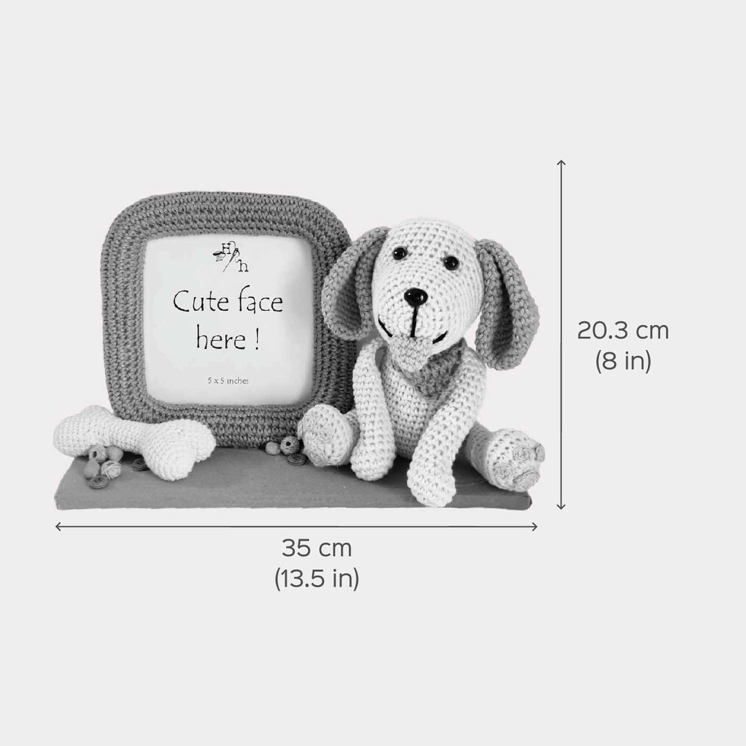 Handmade Crochet Dog Photo Frame for Kids