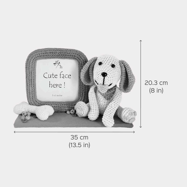 Handmade Crochet Dog Photo Frame for Kids