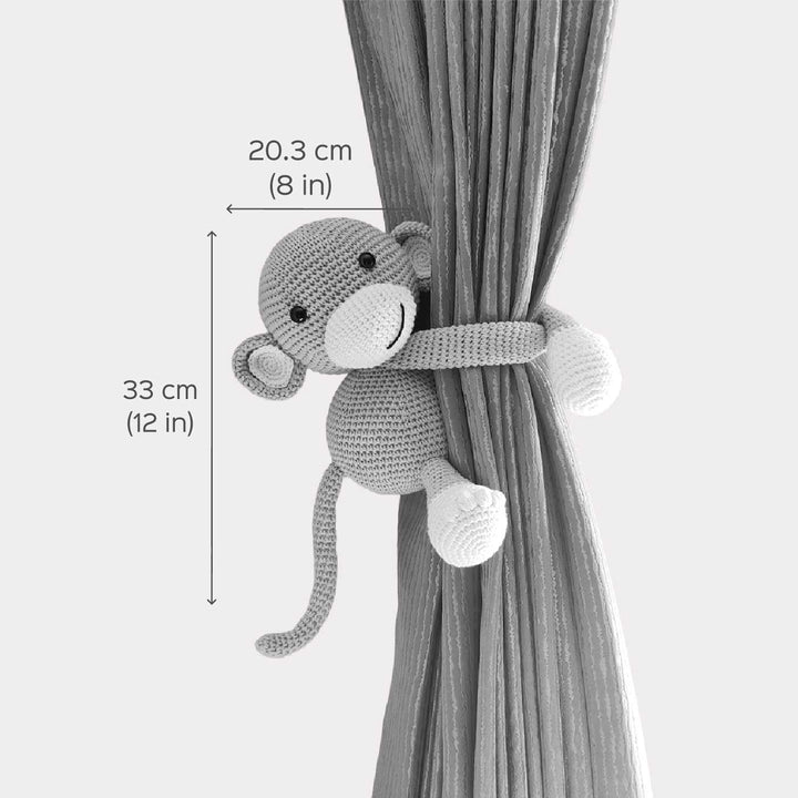 Handmade Crochet Monkey Curtain Tie for Newborns