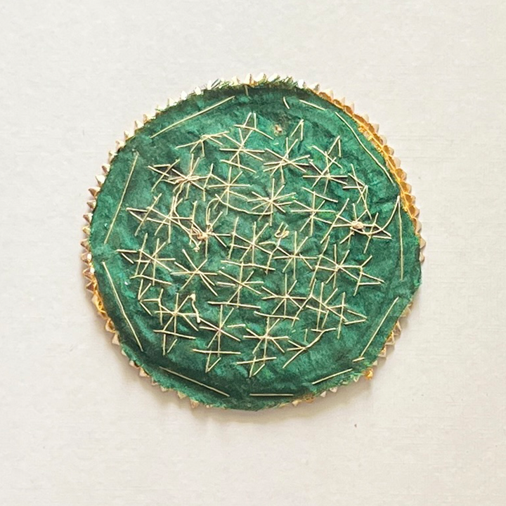 5.1 Inch | Handmade Henna Gota Patti Green Jaal Rangoli for Festive Decor