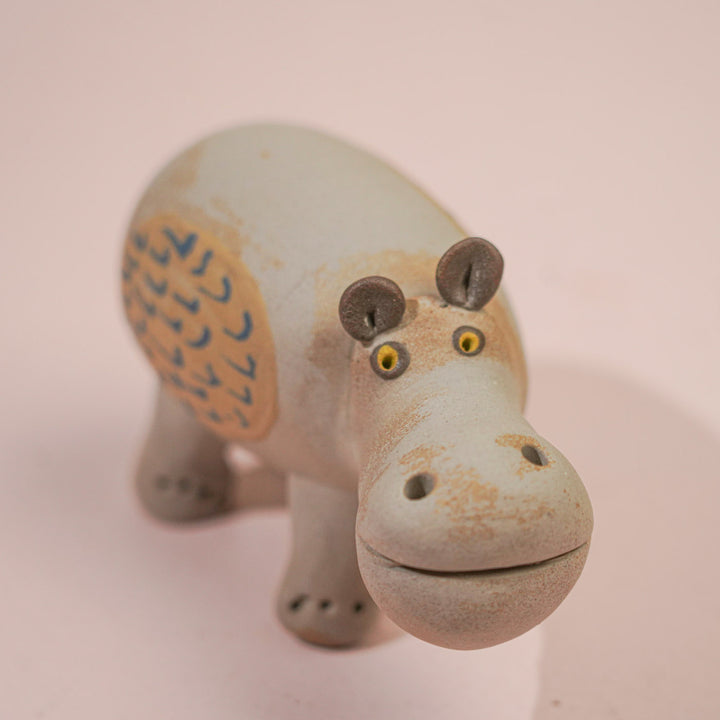 Handmade Nerikomi Ceramic Hippo Figurine