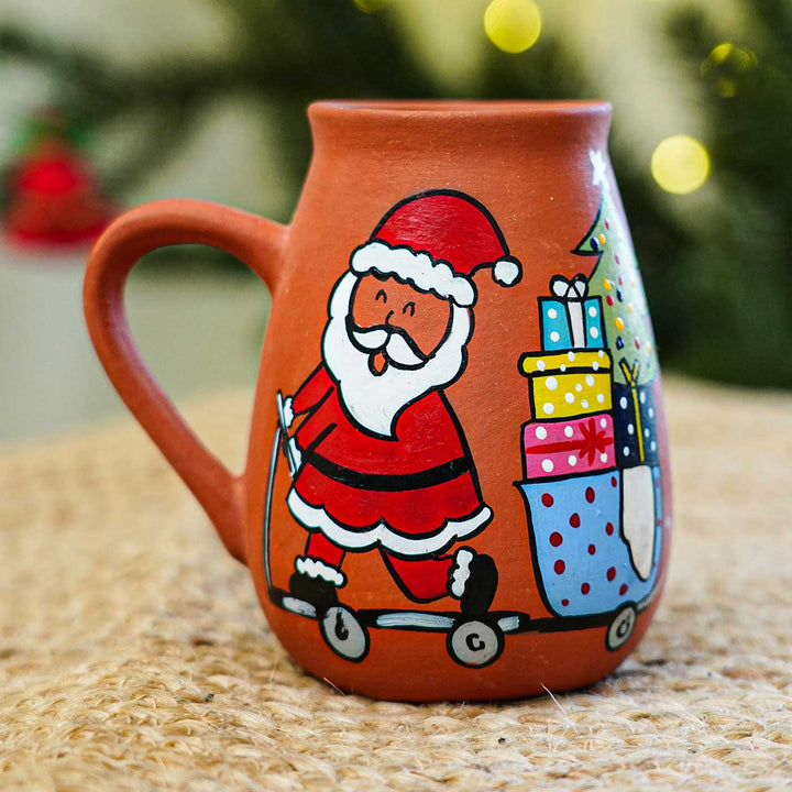 Hand-Painted Santa Terracotta Mugs | Secret Santa Gift Ideas