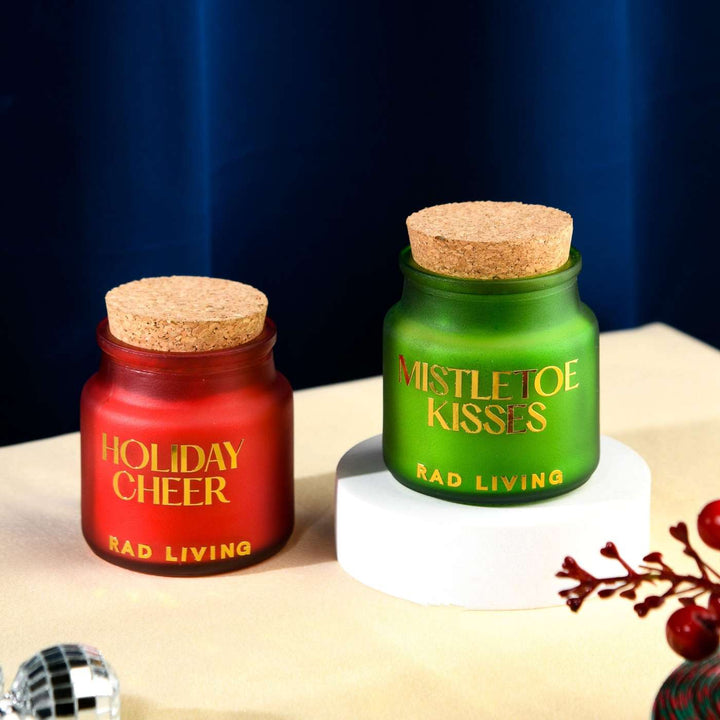Handmade Holiday Cheer & Mistletoe Kisses Soy Wax Candles | Secret Santa Gift Ideas | Set Of 2