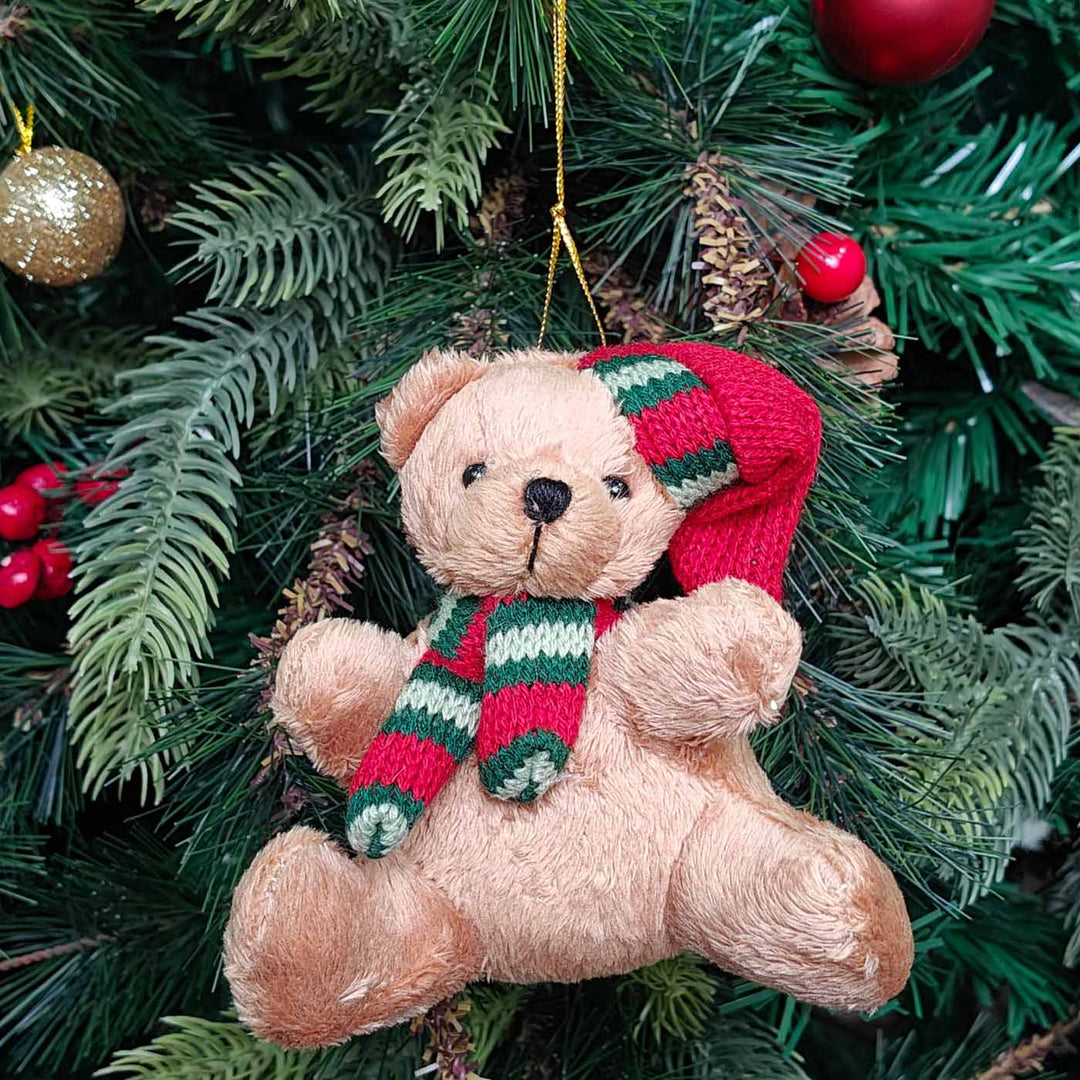 Handmade Holiday Hug Bear Plush Ornament