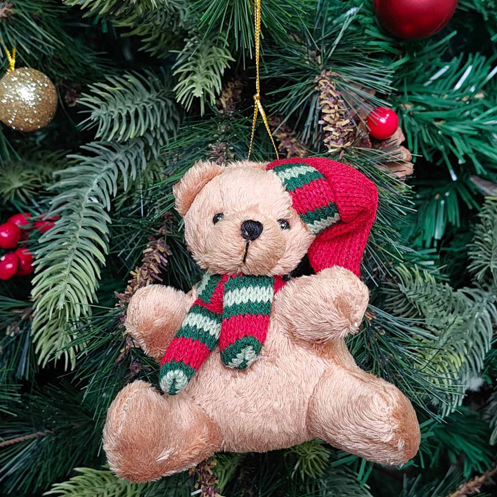 Handmade Holiday Hug Bear Plush Ornament
