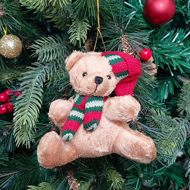 Handmade Holiday Hug Bear Plush Ornament