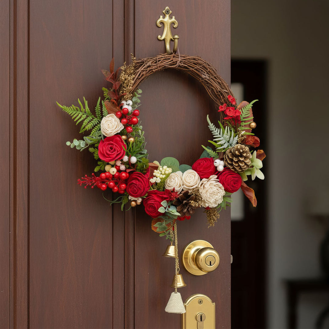 Handmade Holly Molly Shola Flower Wreath For Christmas Decoration