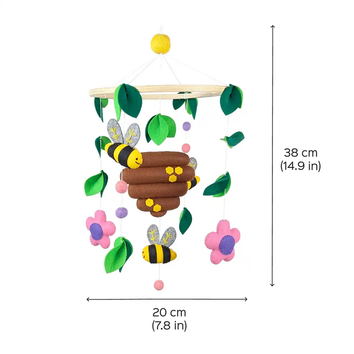 Handmade Honey Bee In The Garden Theme Felt Cot Mobile