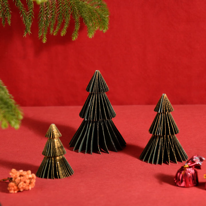 3 Pc | Handmade Paper Honeycomb Christmas Tree
