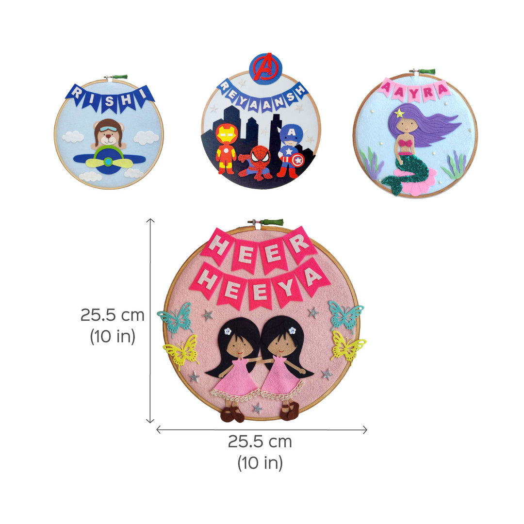 Handcrafted Personalized Sisters Hoop Nameplate
