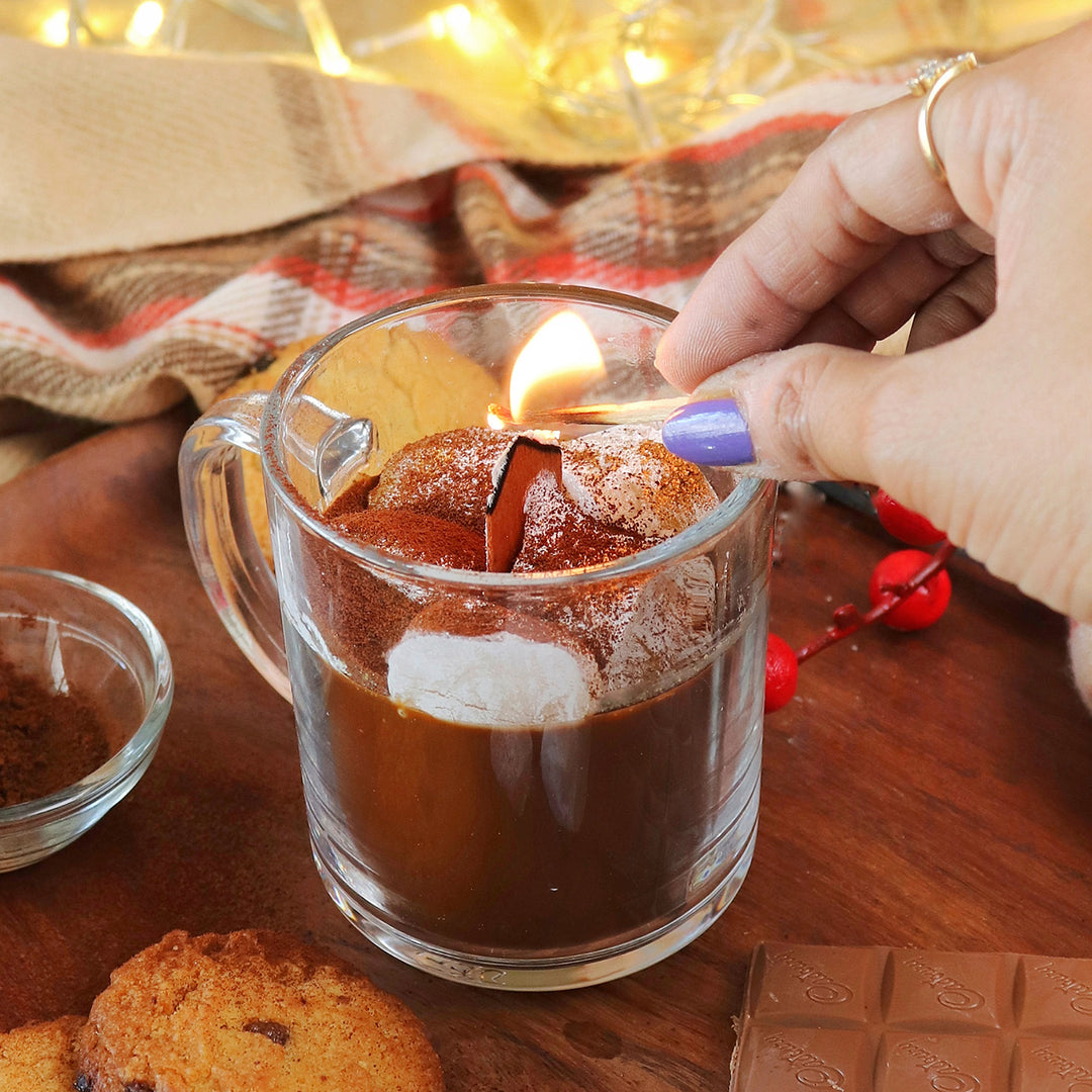 Handmade Realistic Hot Chocolate Soy Wax Candle For Christmas Decoration