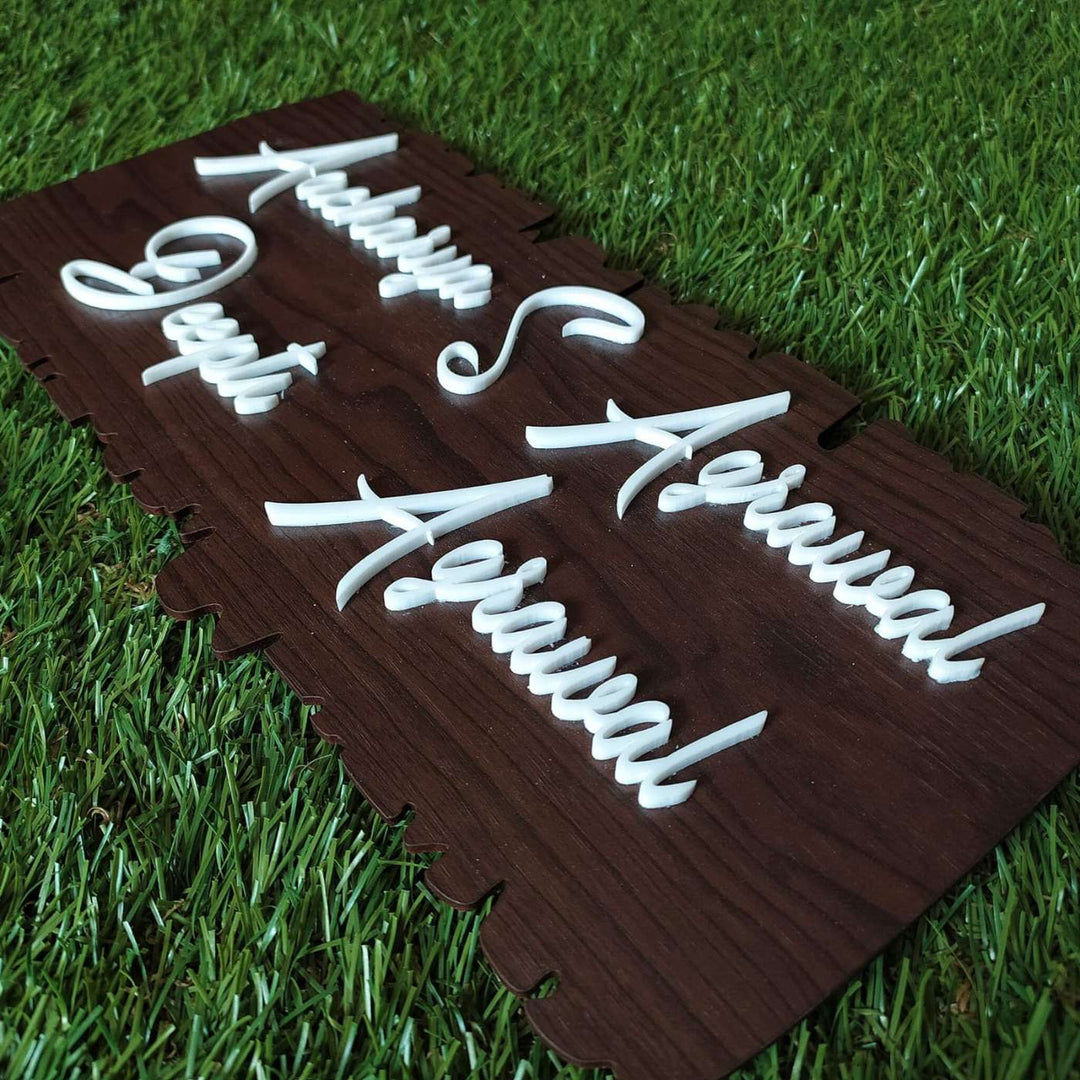 Personalized House Shaped Mdf Wood Name Plate
