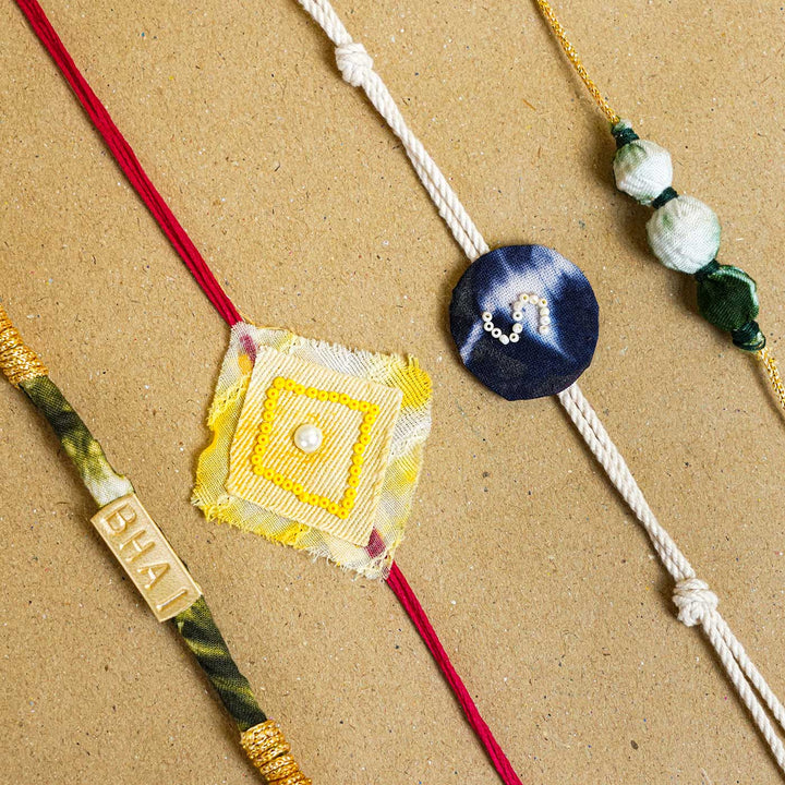 Personalized Handmade Tie & Dye Green  Fabric Rakhi With Roli Chawal
