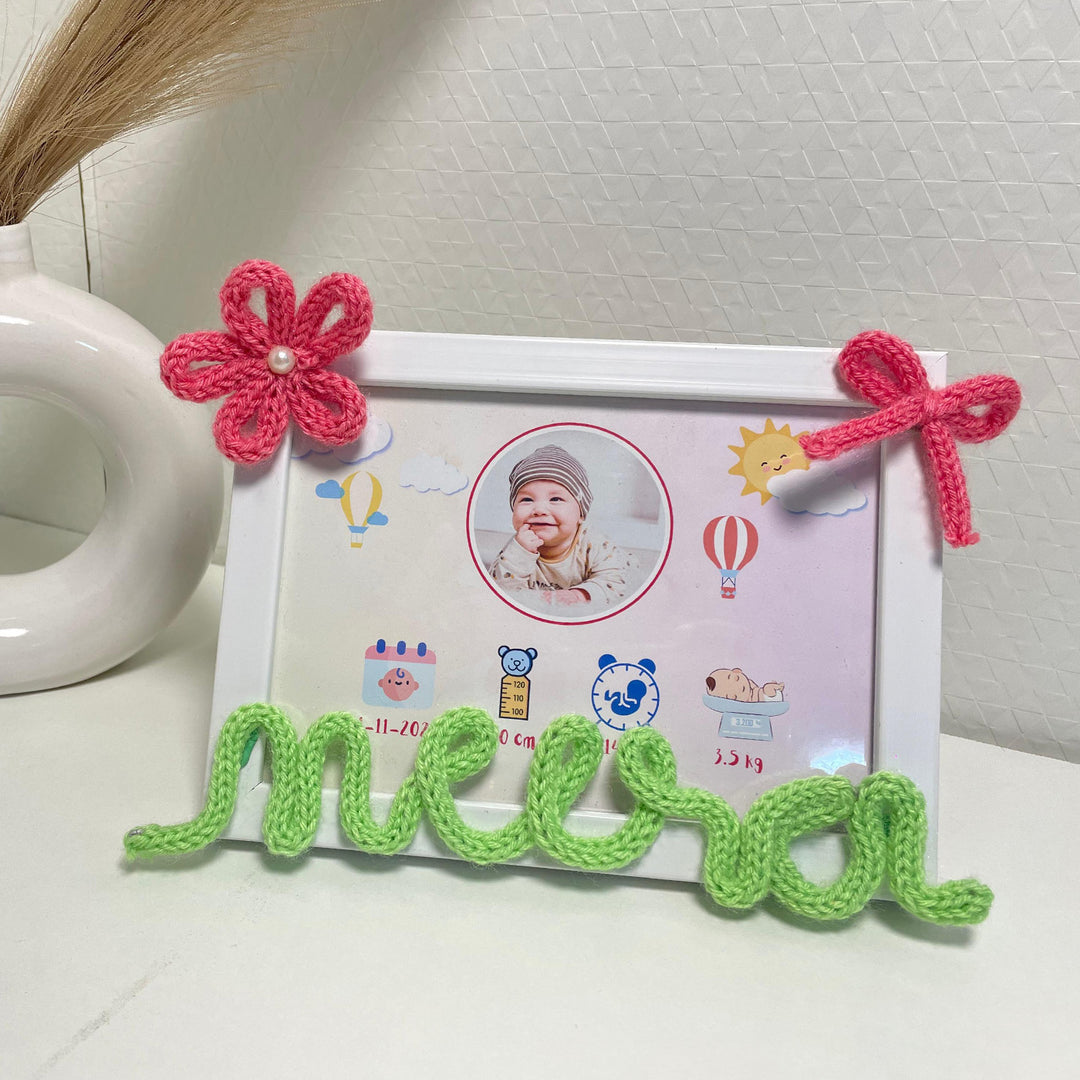 Photo Personalized Knitted Wire Birth Detail Frame