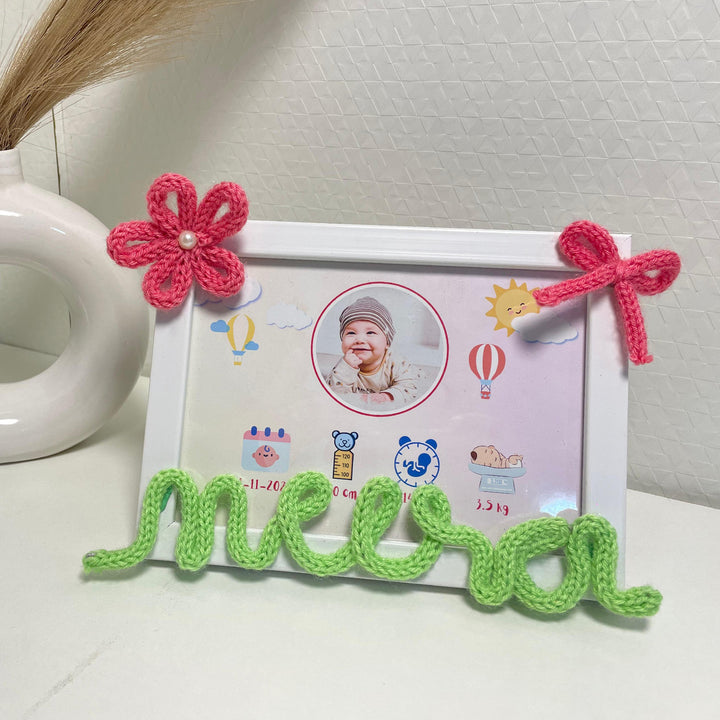 Photo Personalized Knitted Wire Birth Detail Frame