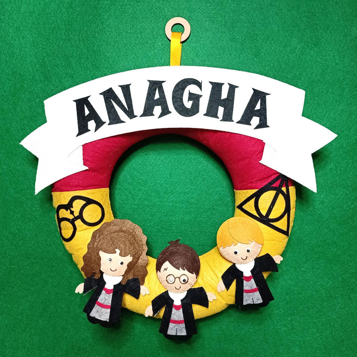 Handcrafted Round Harry Potter Themed Felt Name Plate for Kids