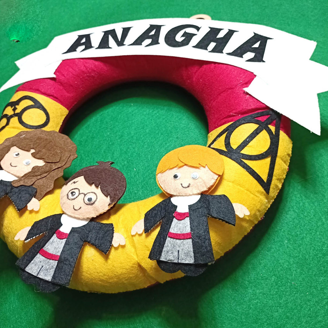 Handcrafted Round Harry Potter Themed Felt Name Plate for Kids