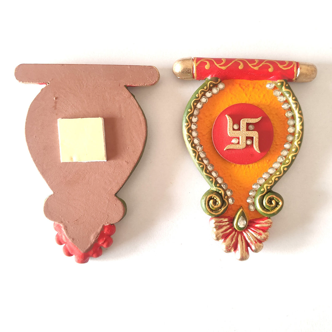 Set Of 2 | "Double Kerry Saathiya" Handcrafted Paper Mache Wall Decor With Layered Detailing For Festive Decoration