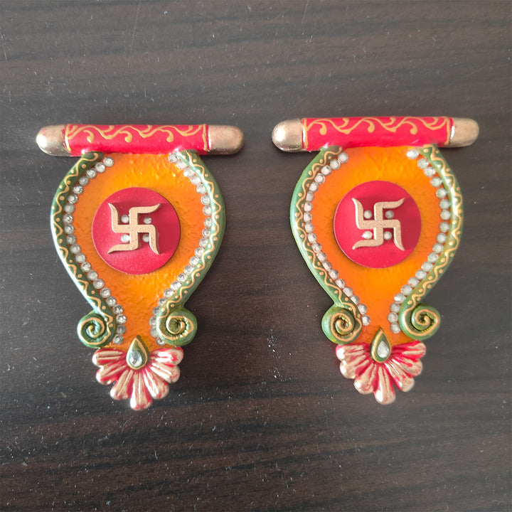 Set Of 2 | "Double Kerry Saathiya" Handcrafted Paper Mache Wall Decor With Layered Detailing For Festive Decoration