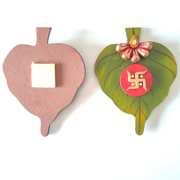 Set Of 2 | "Asopalav Saathiya" Handcrafted Mango Leaf Paper Mache Wall Decor For Festive Decoration