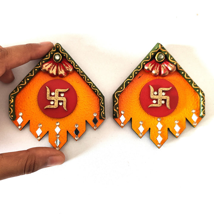 Set Of 2 | "Small Kite Saathiya" Handcrafted Paper Mache Wall Decor With Layered Detailing For Festive Decoration