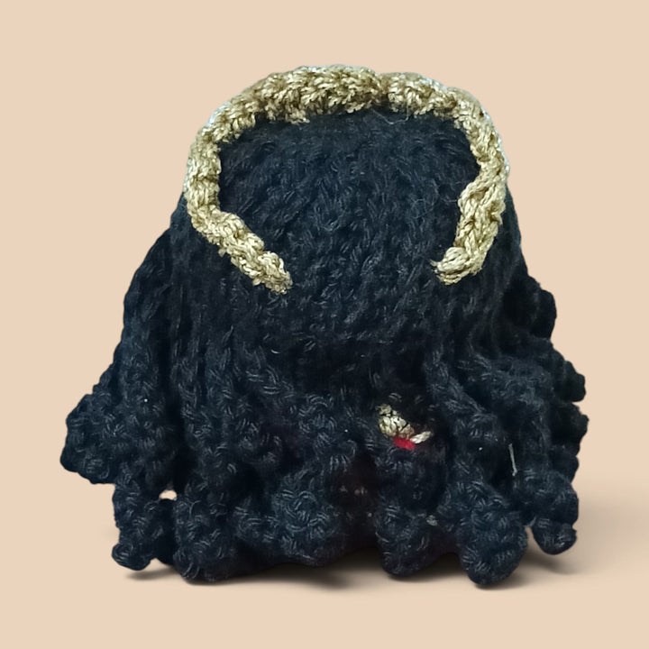 Handmade Crochet Lakshmi Idol Cotton Golu Doll With Zari Mukut For Festive Decor