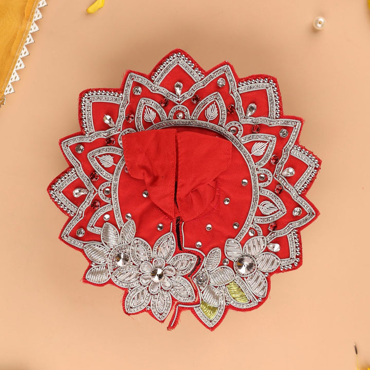Hand Embroidered Zardozi Lotus Inspired Art Silk Laddu Gopal Poshak (Dress)