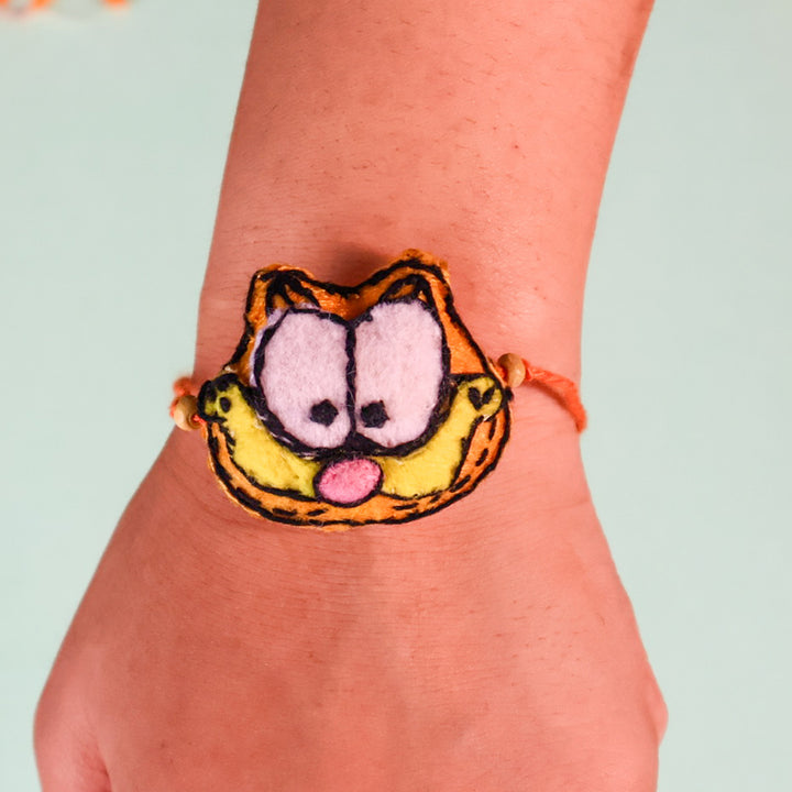Hand Embroidered Garfield Rakhi With Magnet For Brother