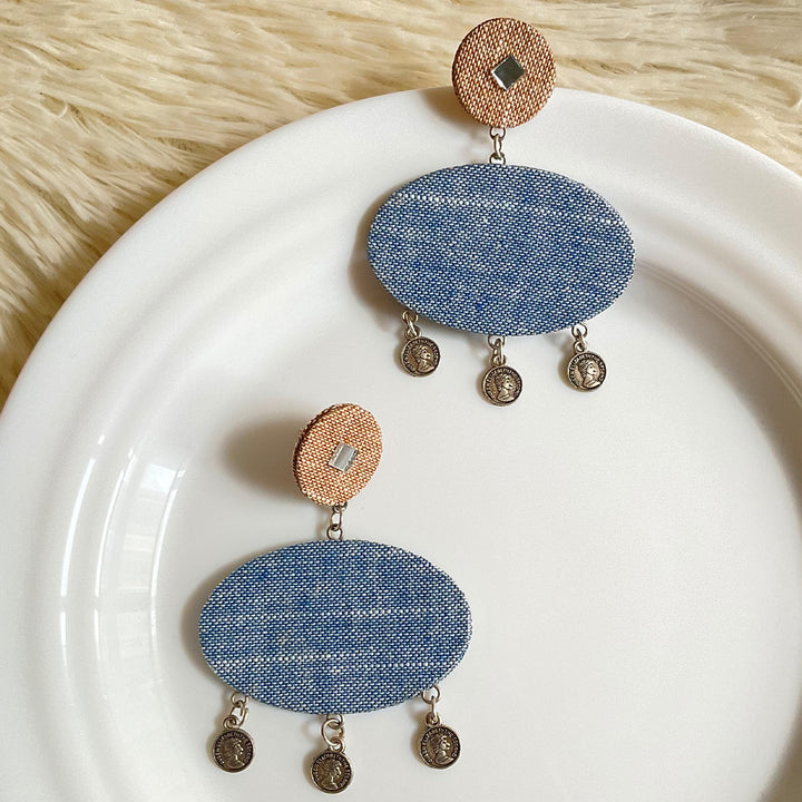 Handmade Denim Queen Statement Earrings