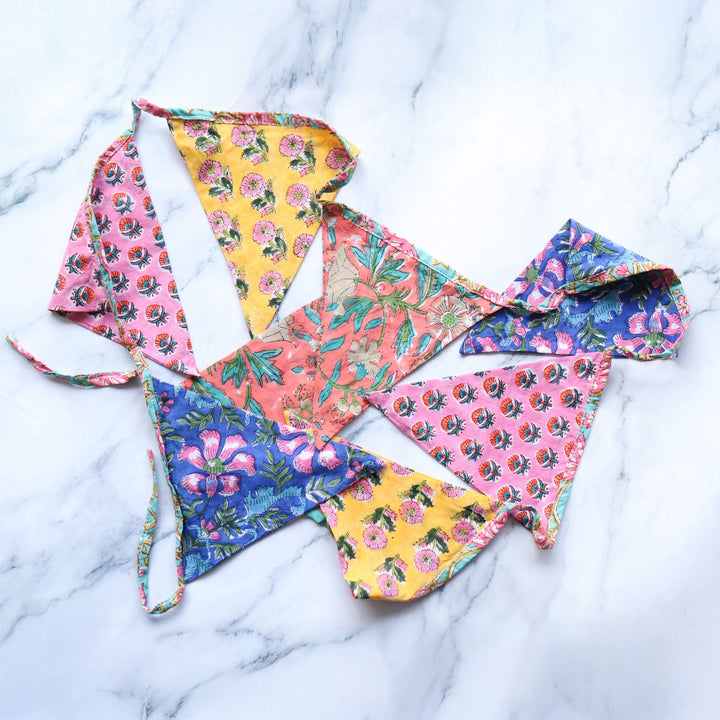 Handmade Printed Colourful Reversible Flag Cotton Bunting