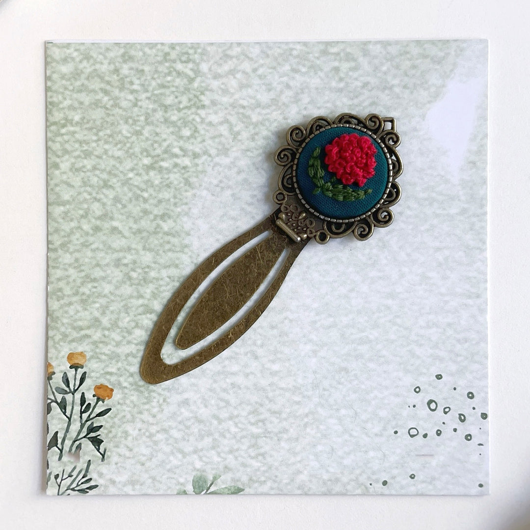 Hand Embroidered Petalmark Bronze Bookmark