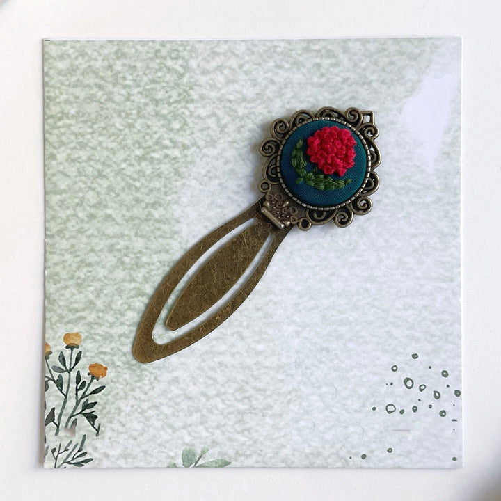 Hand Embroidered Petalmark Bronze Bookmark