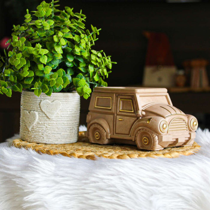 Hand-Painted Mini Jeep Terracotta Planter