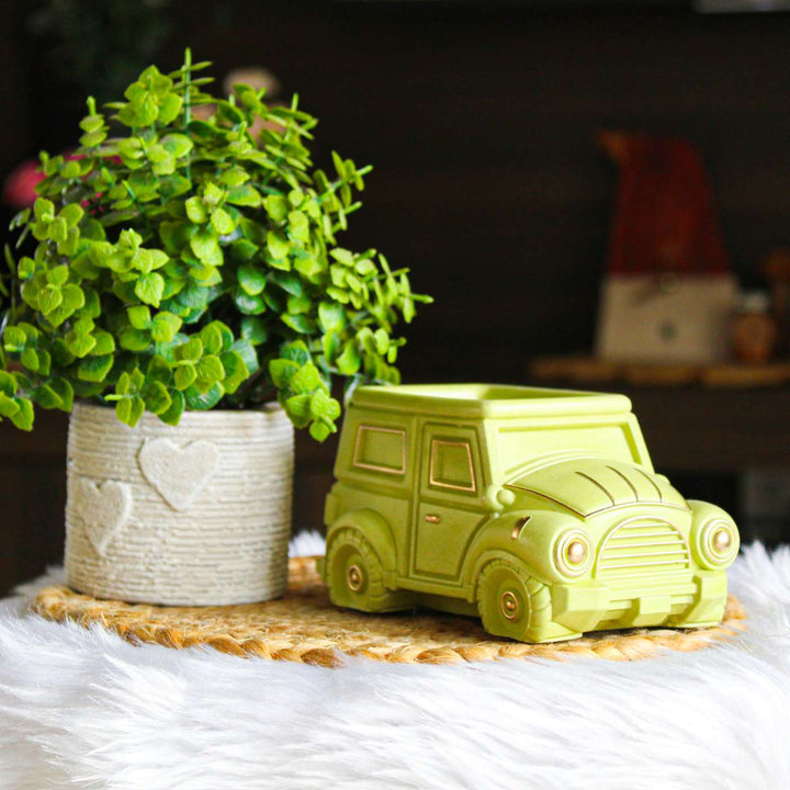 Hand-Painted Mini Jeep Terracotta Planter